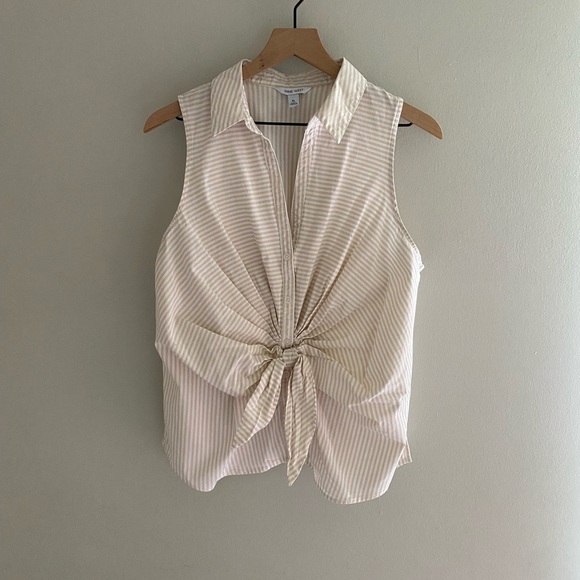 Nine West Tops - Nine West white and cream striped cotton blend tank top size XL
